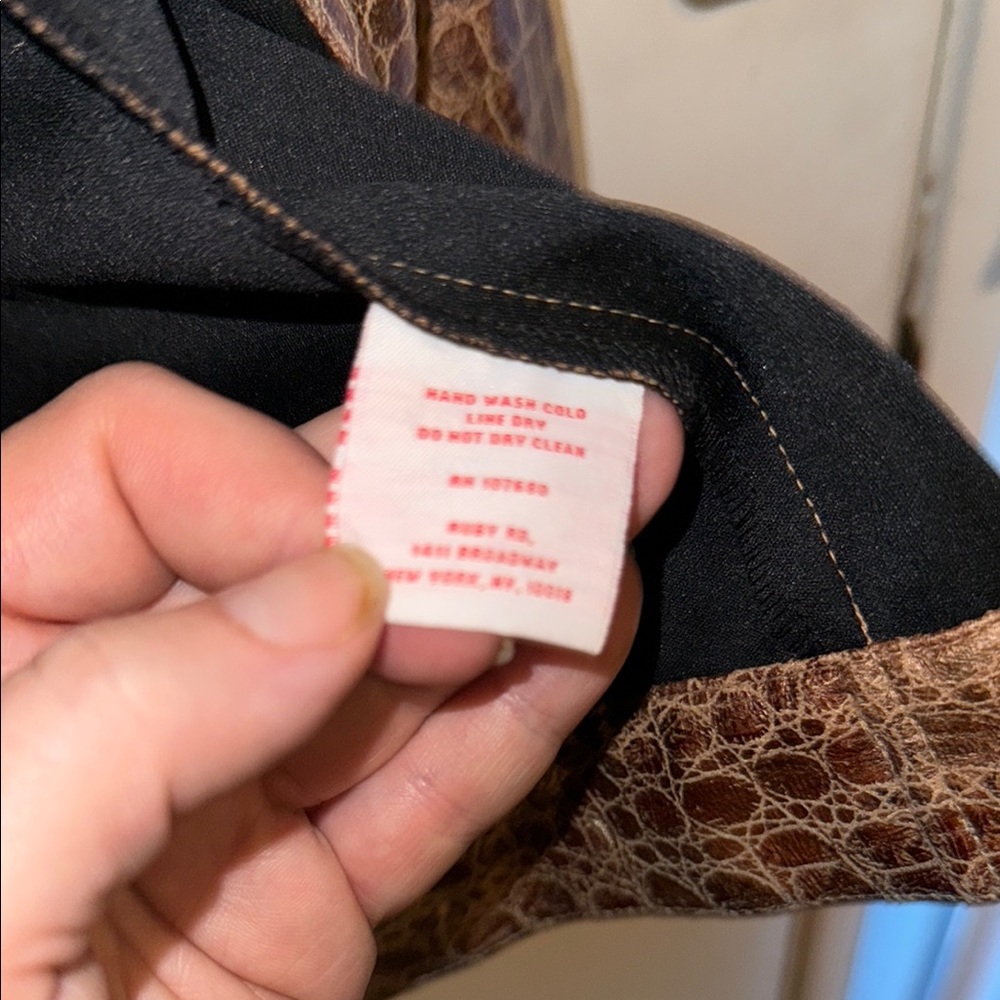 Ruby Rd. Brown Croc-Embossed Faux Leather Jacket - Picture 5 of 7